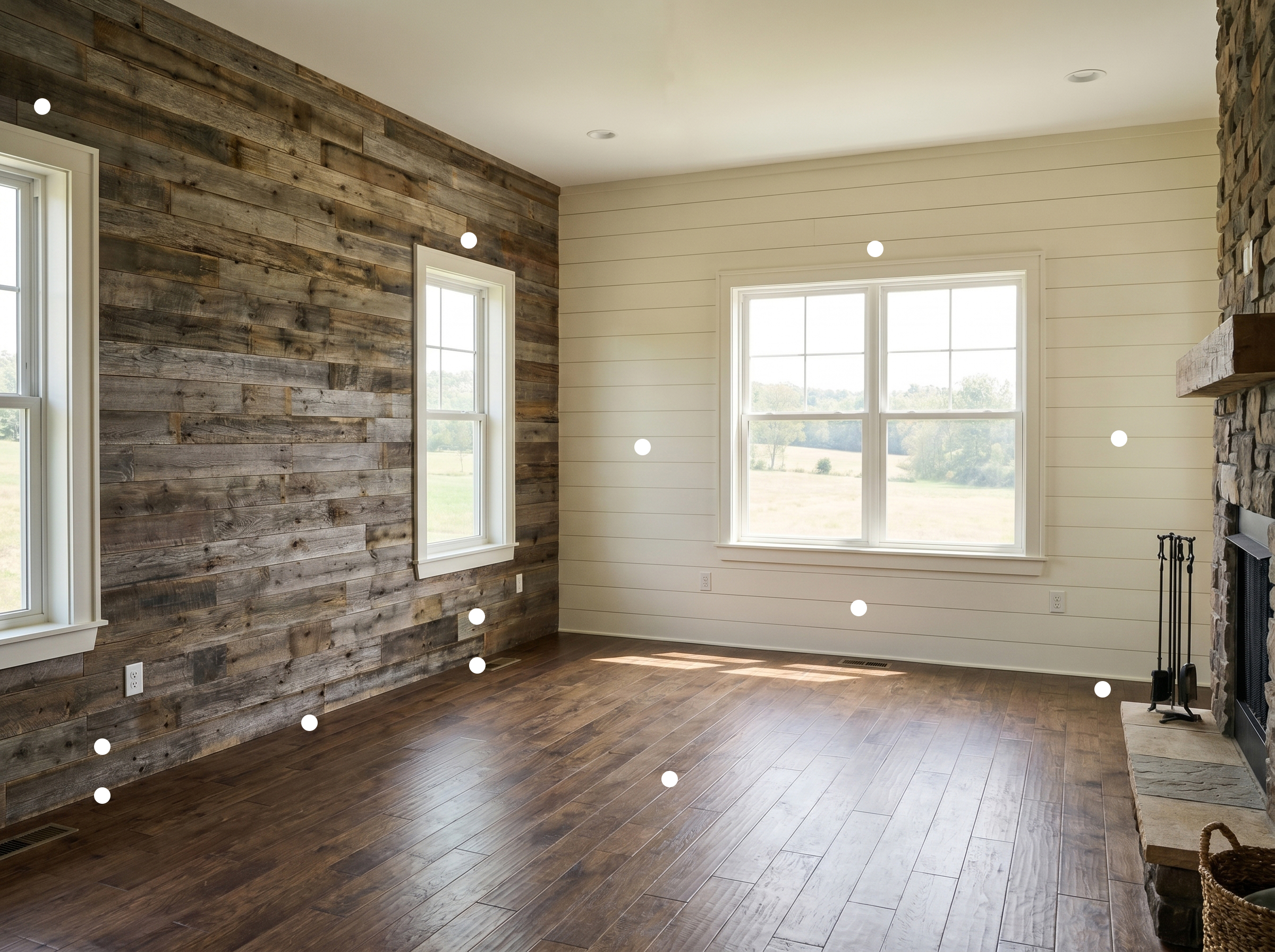 Empty bedroom with placement points